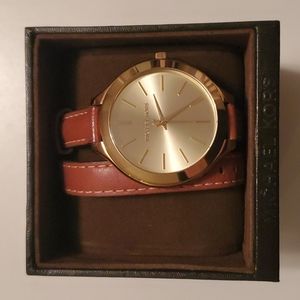 Michael Kors Double Wrap - Gold Watch with Leather Strap